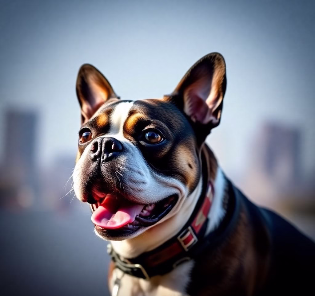 Ein Boston Terrier mit aufmerksamen Blick