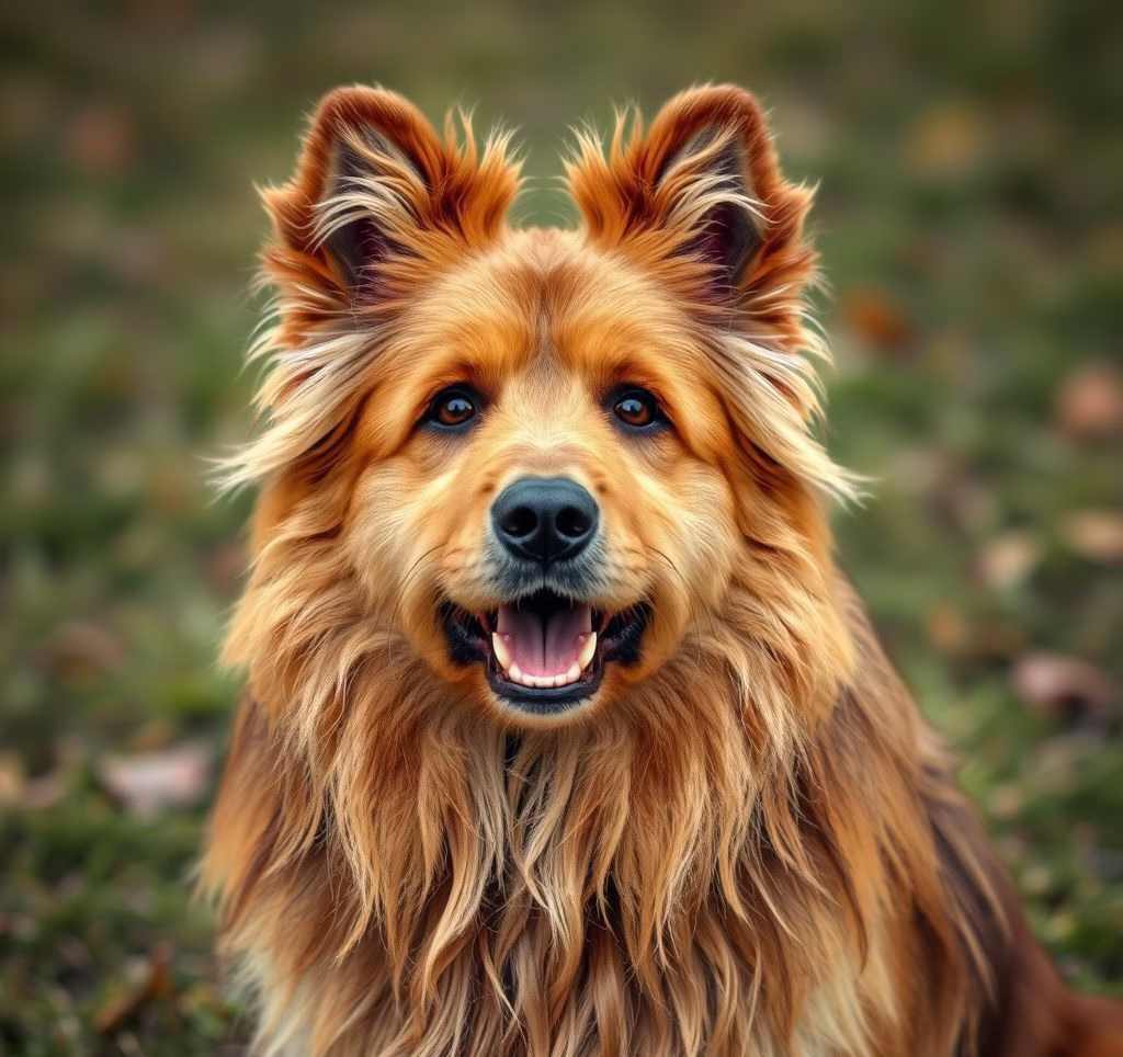 Ein Briard mit typischem zotteligem Fell und freundlichem Blick