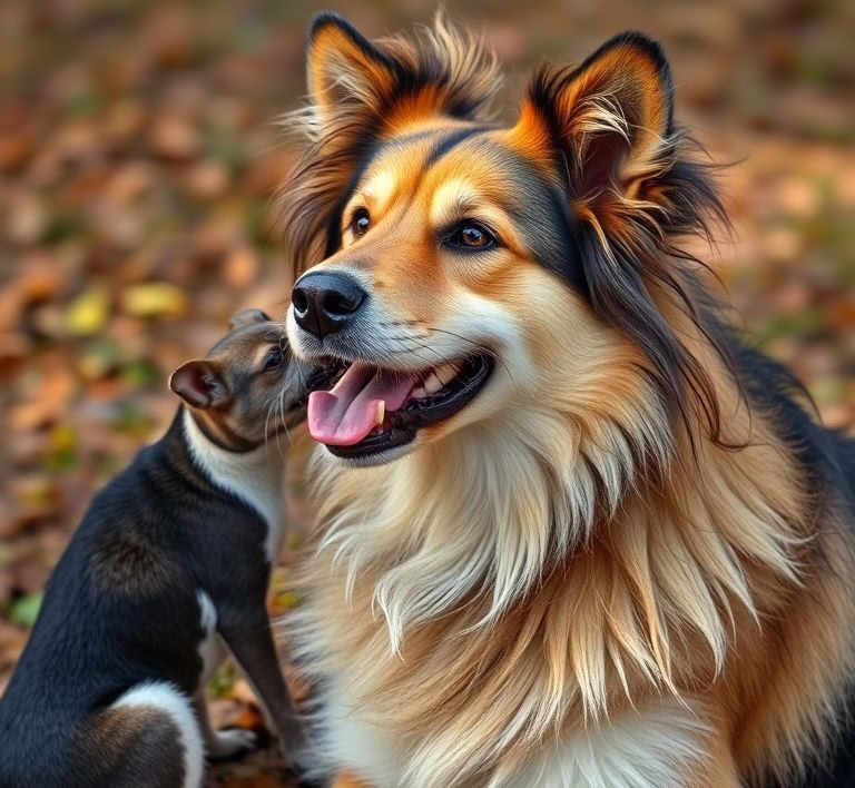 Ein glücklicher Hund, der genüsslich an einer Karotte knabbert