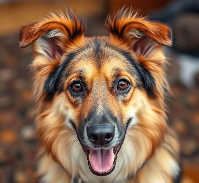 Ein glücklicher Hund frisst sein Reico Trockenfutter aus einem Napf.