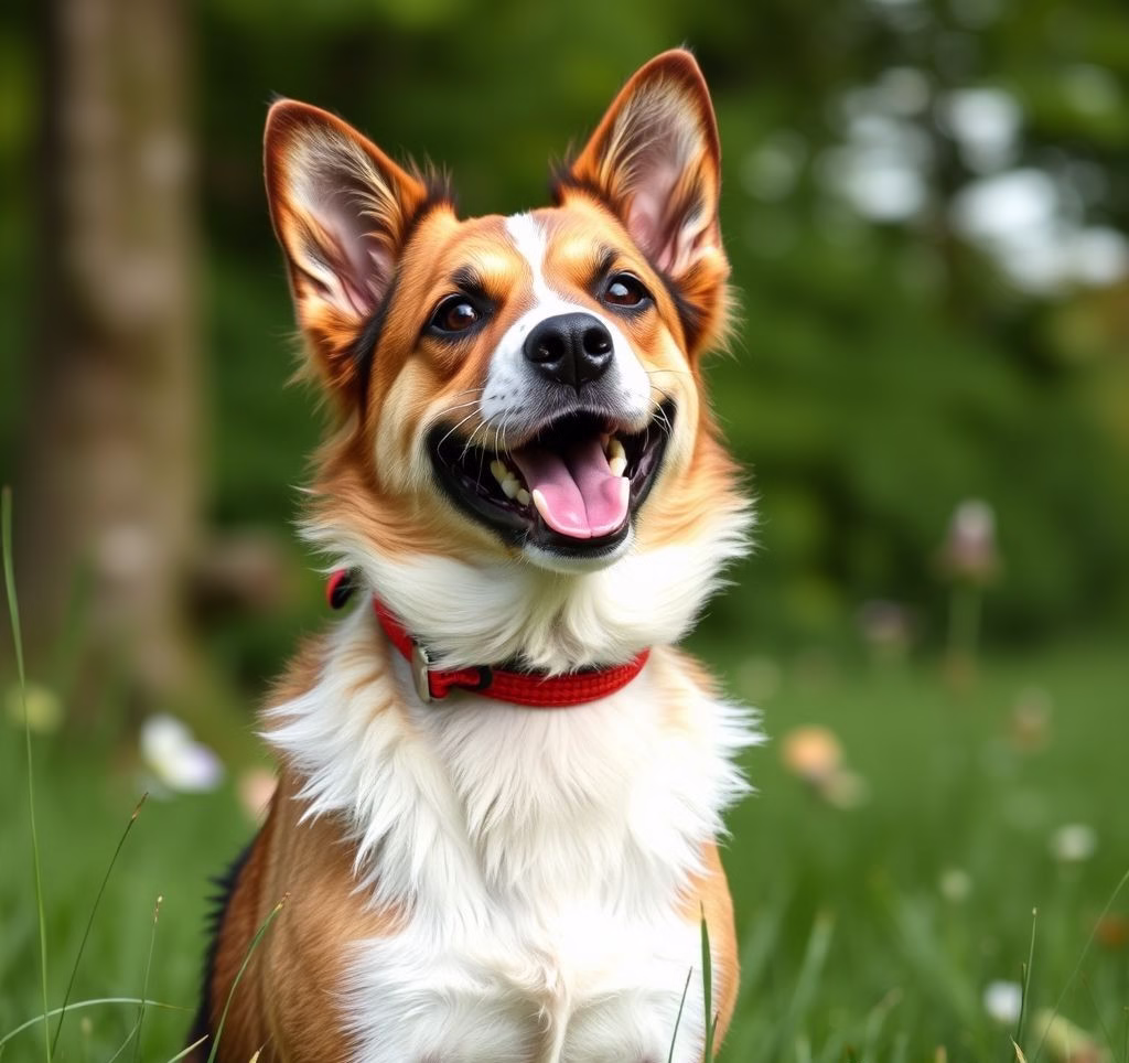 Ein verspielter Biewer Terrier in einer grünen Wiese, der Freude und Lebendigkeit ausstrahlt.