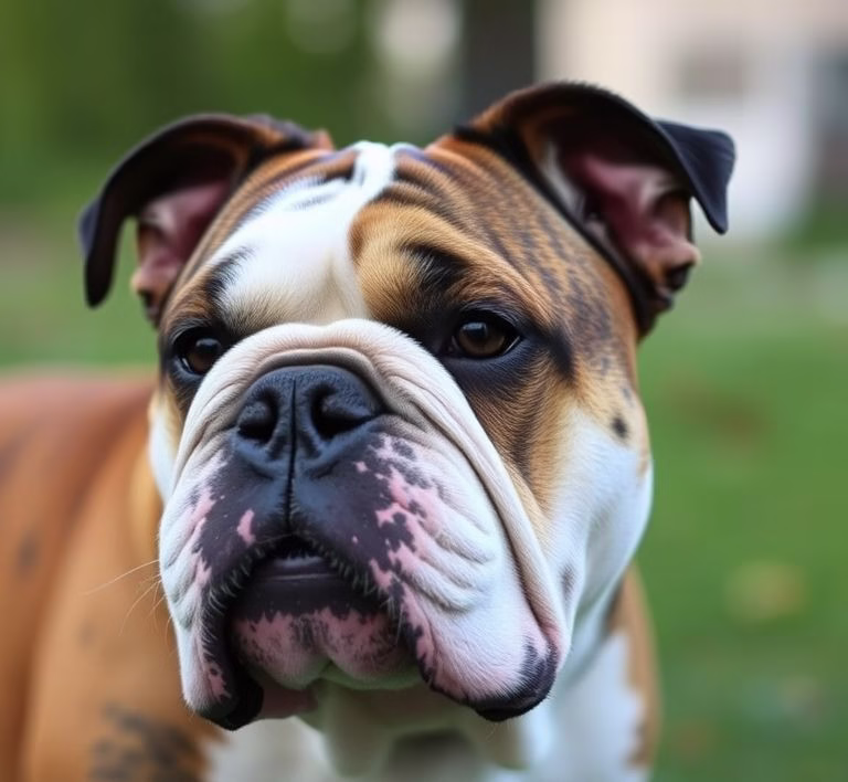 Eine Französische Bulldogge, die mühevoll hechelt, um die Atemprobleme durch Brachyzephalie darzustellen.