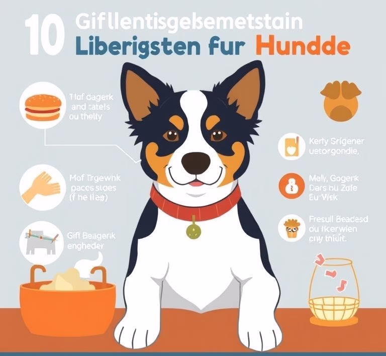 Eine Infografik, die die 10 giftigsten Lebensmittel für Hunde darstellt
