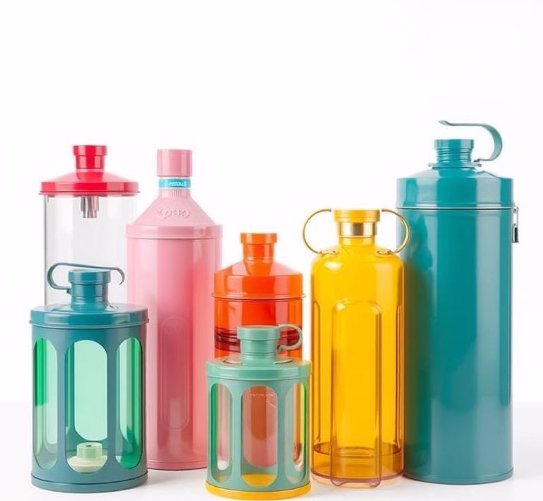 Eine Reihe von verschiedenen, farbenfrohen und stabilen luftdichten Futterbehältern in unterschiedlichen Größen