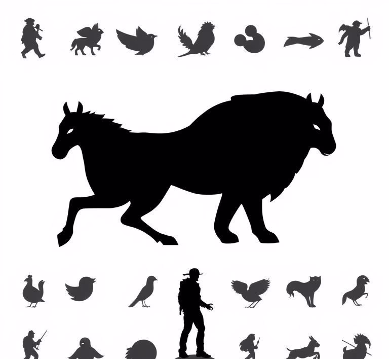 Eine Vielfalt an Hunderassen-Icons oder Silhouetten, die die Bandbreite der Auswahl aufzeigen.