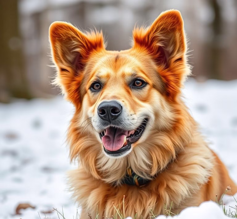 Glücklicher Hund frisst genüsslich aus einem sauberen Napf