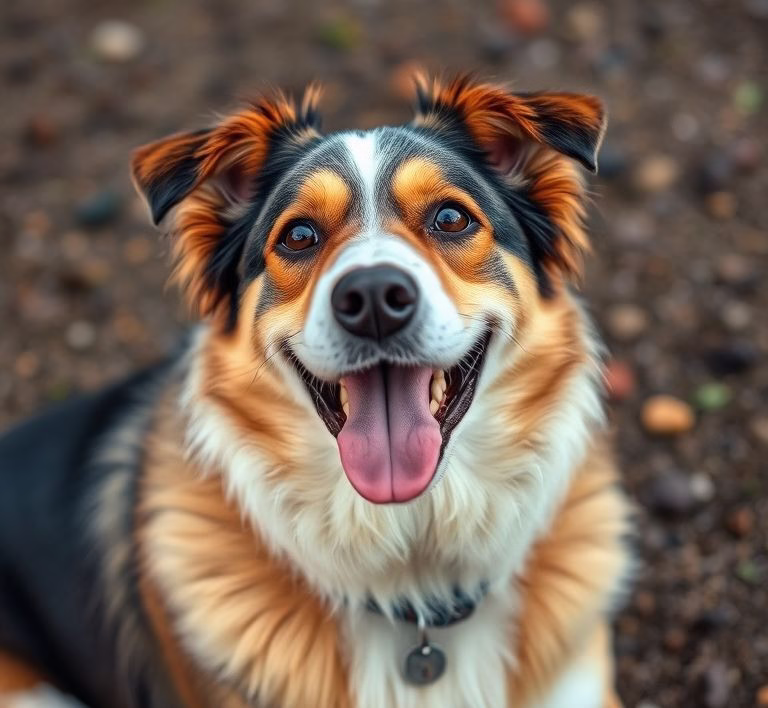 Hund frisst glücklich aus einem Napf mit hochwertigem Futter