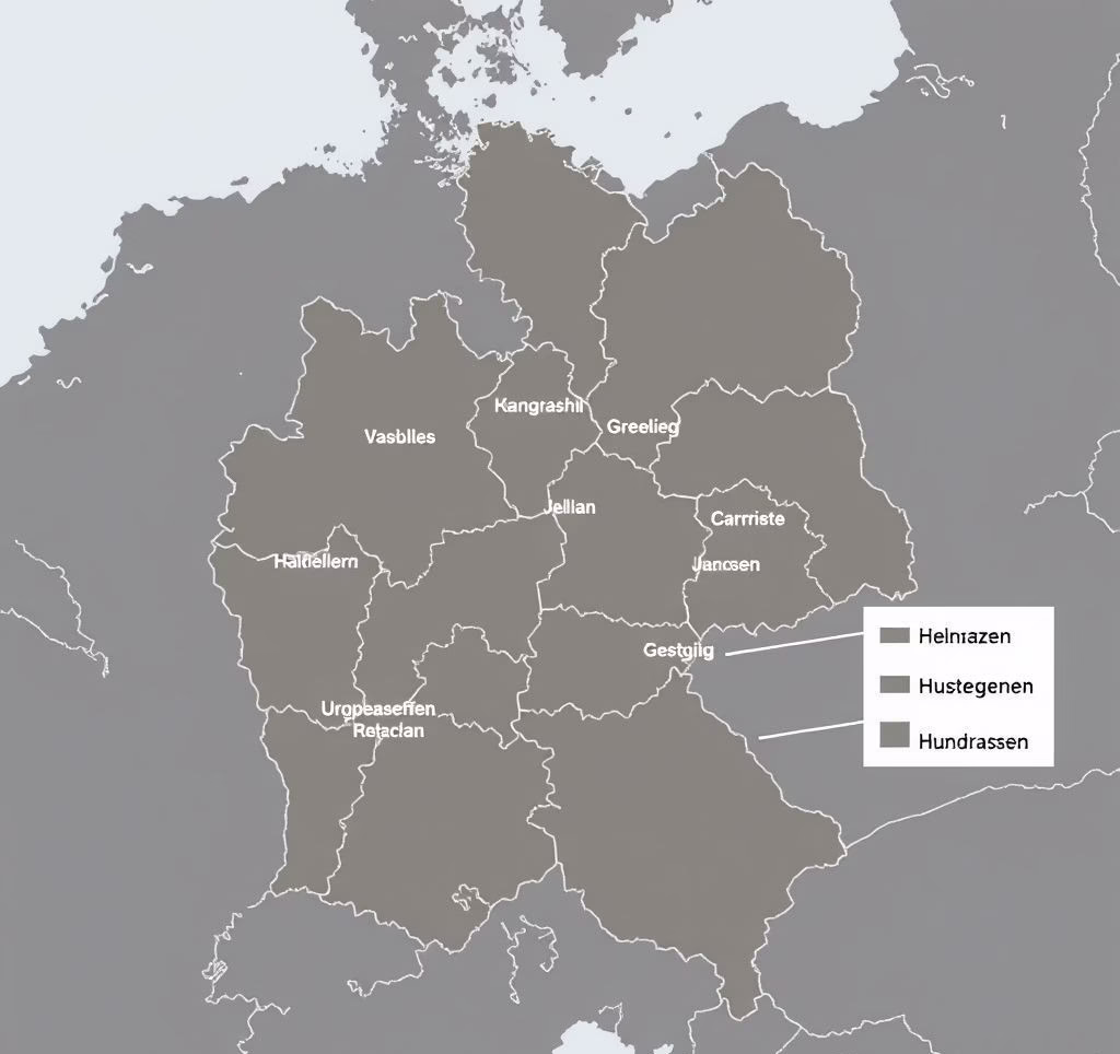 Karte mit Ursprungsländern verschiedener Hunderassen