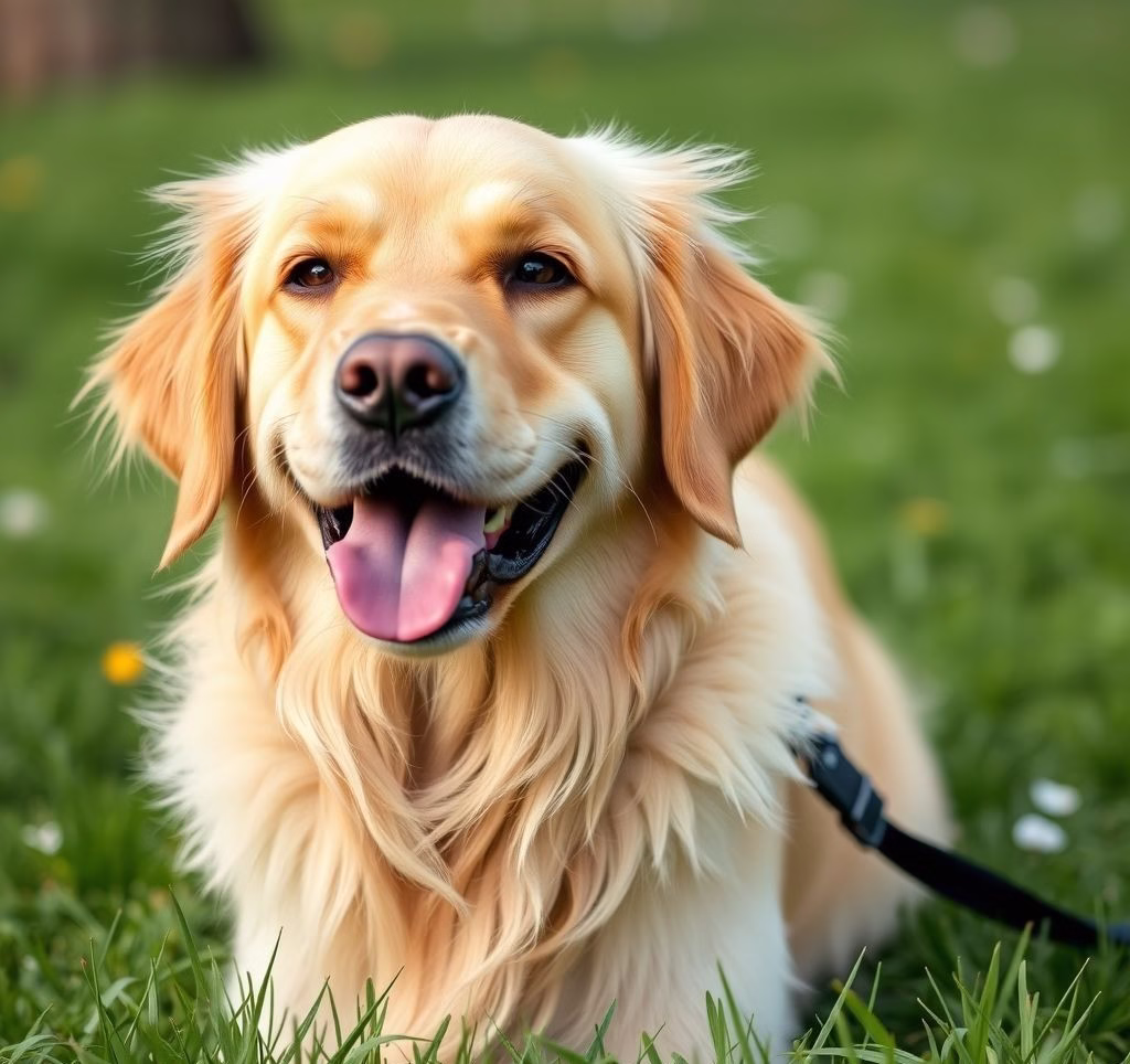 Nahaufnahme eines Golden Retrievers mit einem freundlichen Ausdruck