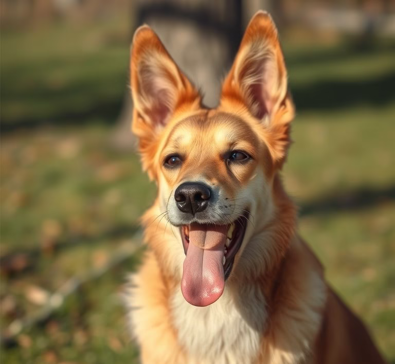 Nahaufnahme eines Hundes, wie er mit Appetit sein Futter frisst.