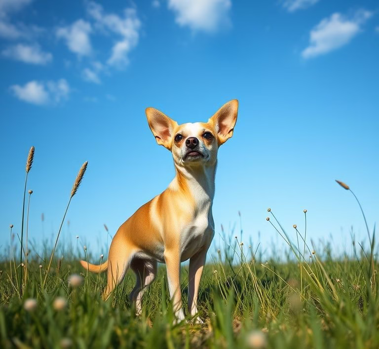 Nahaufnahme eines langhaarigen Chihuahuas