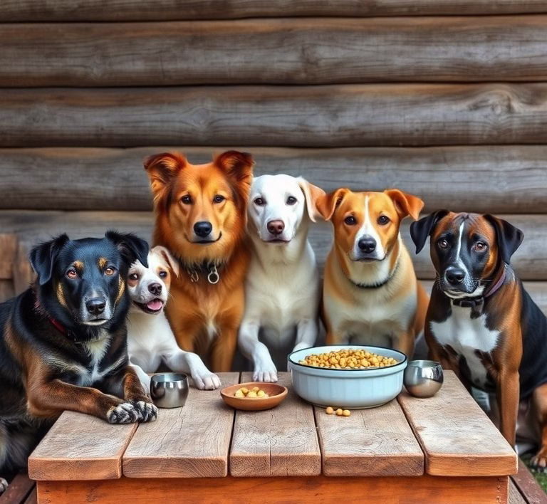 Verschiedene Dosen Terra Canis Hundefutter auf einem Holztisch